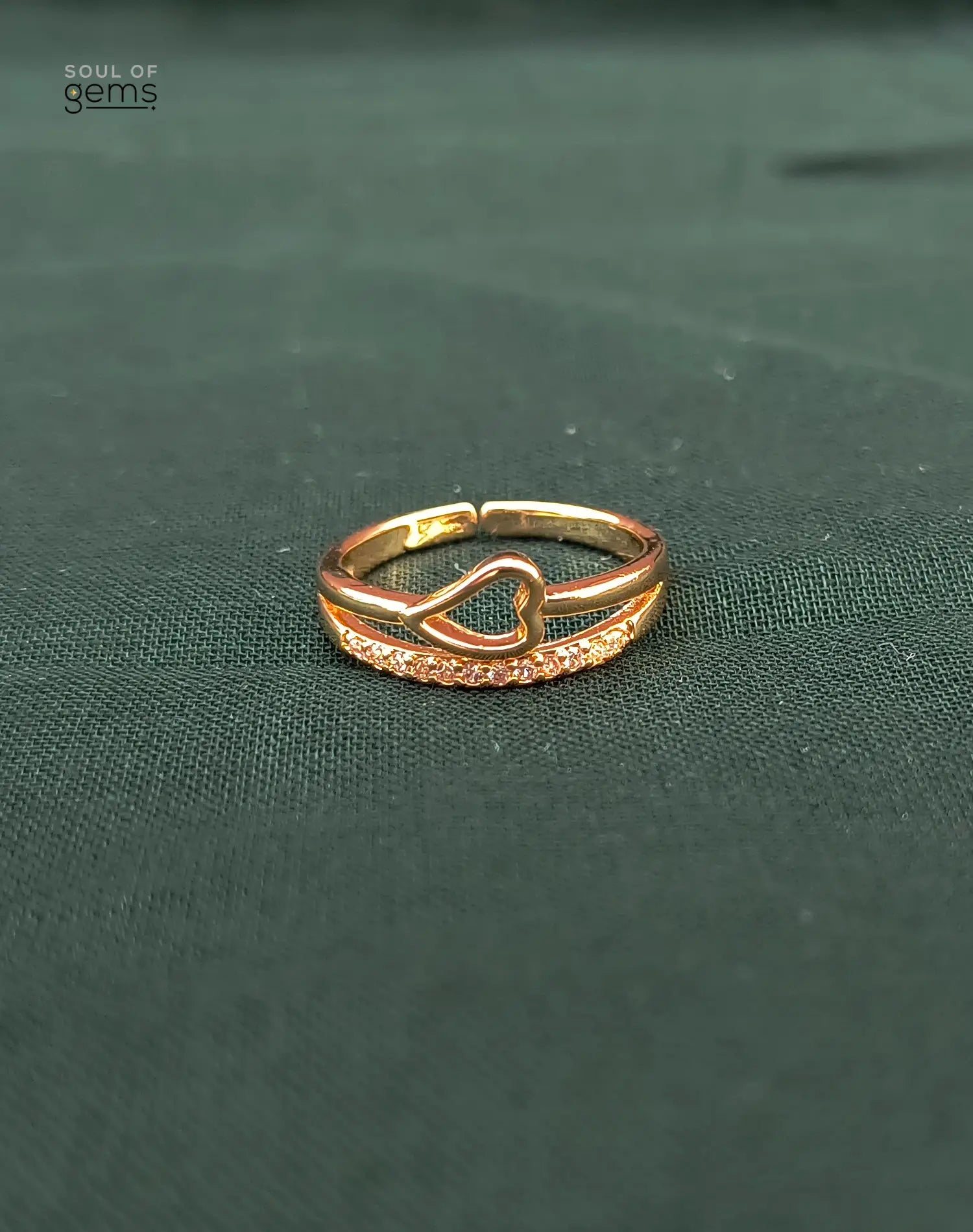 Open Heart Gold-Tone Adjustable Ring