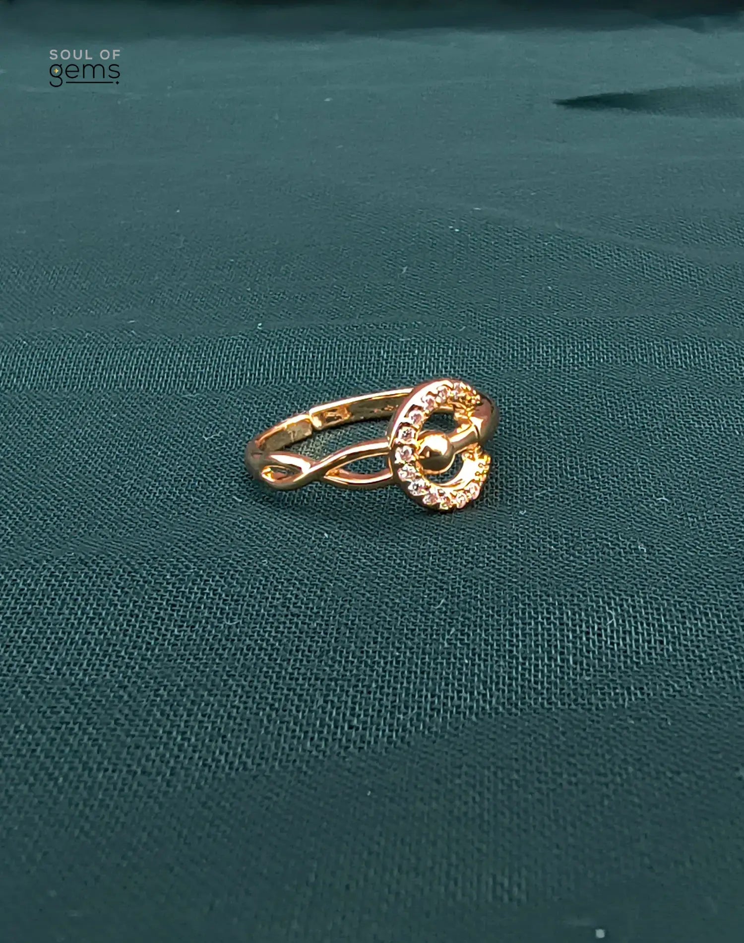 Gold-Tone Halo Circle Adjustable Ring