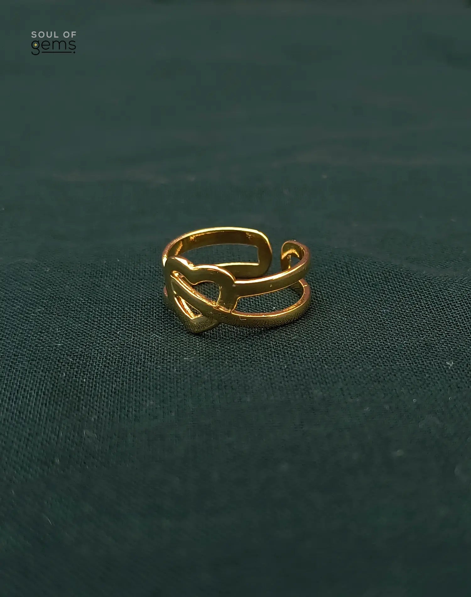 Elegant Intertwined Heart Adjustable Gold-Tone Ring