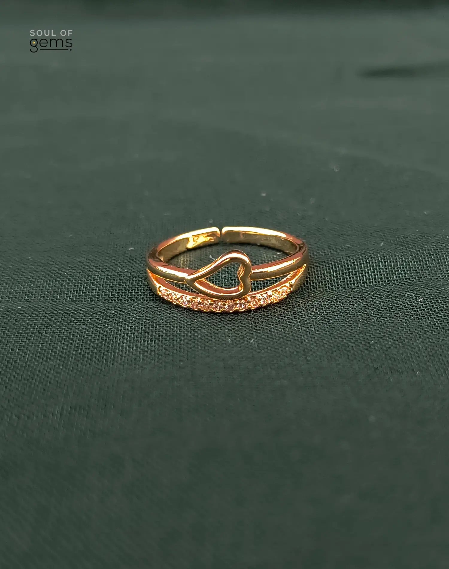 Open Heart Gold-Tone Adjustable Ring