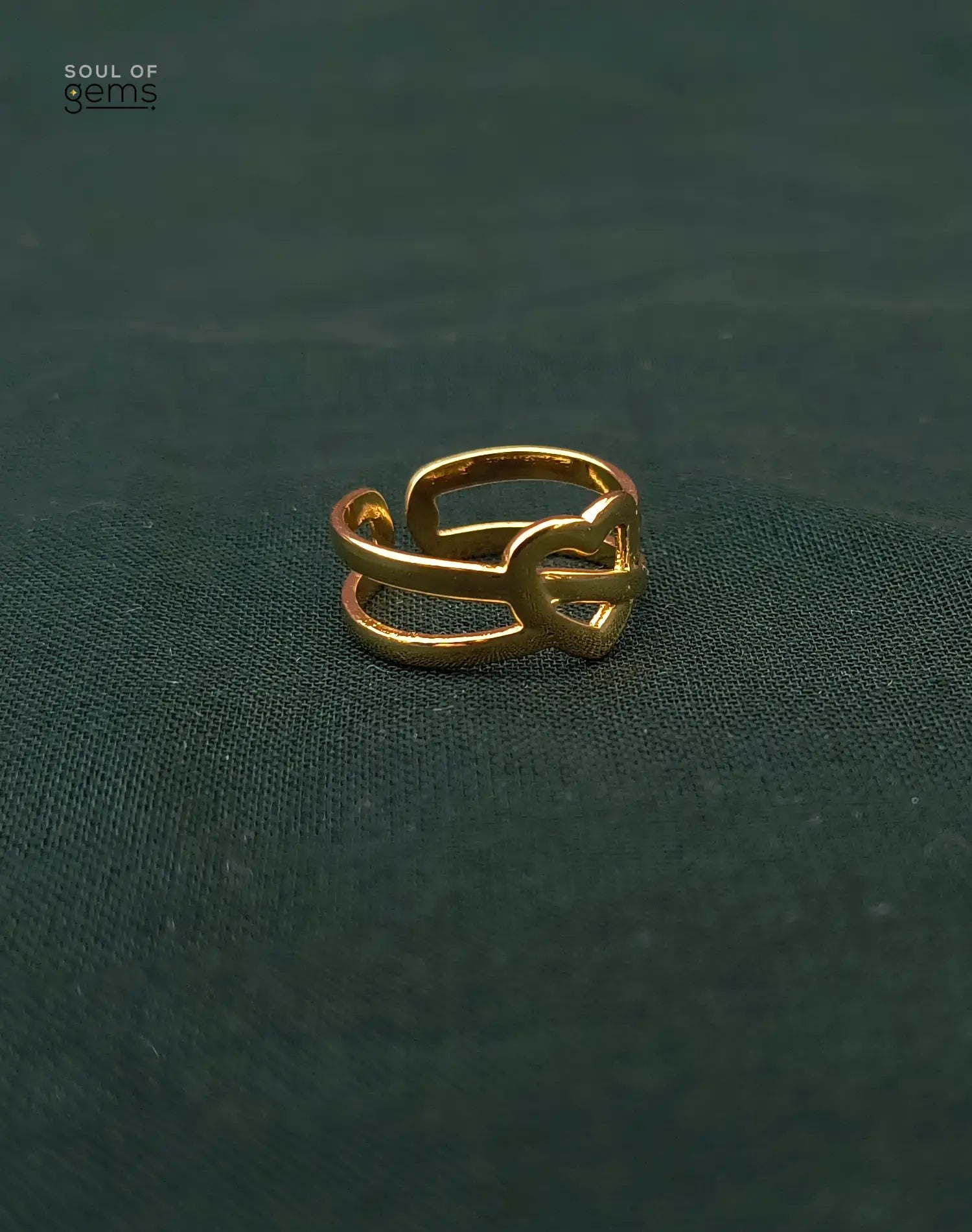 Elegant Intertwined Heart Adjustable Gold-Tone Ring