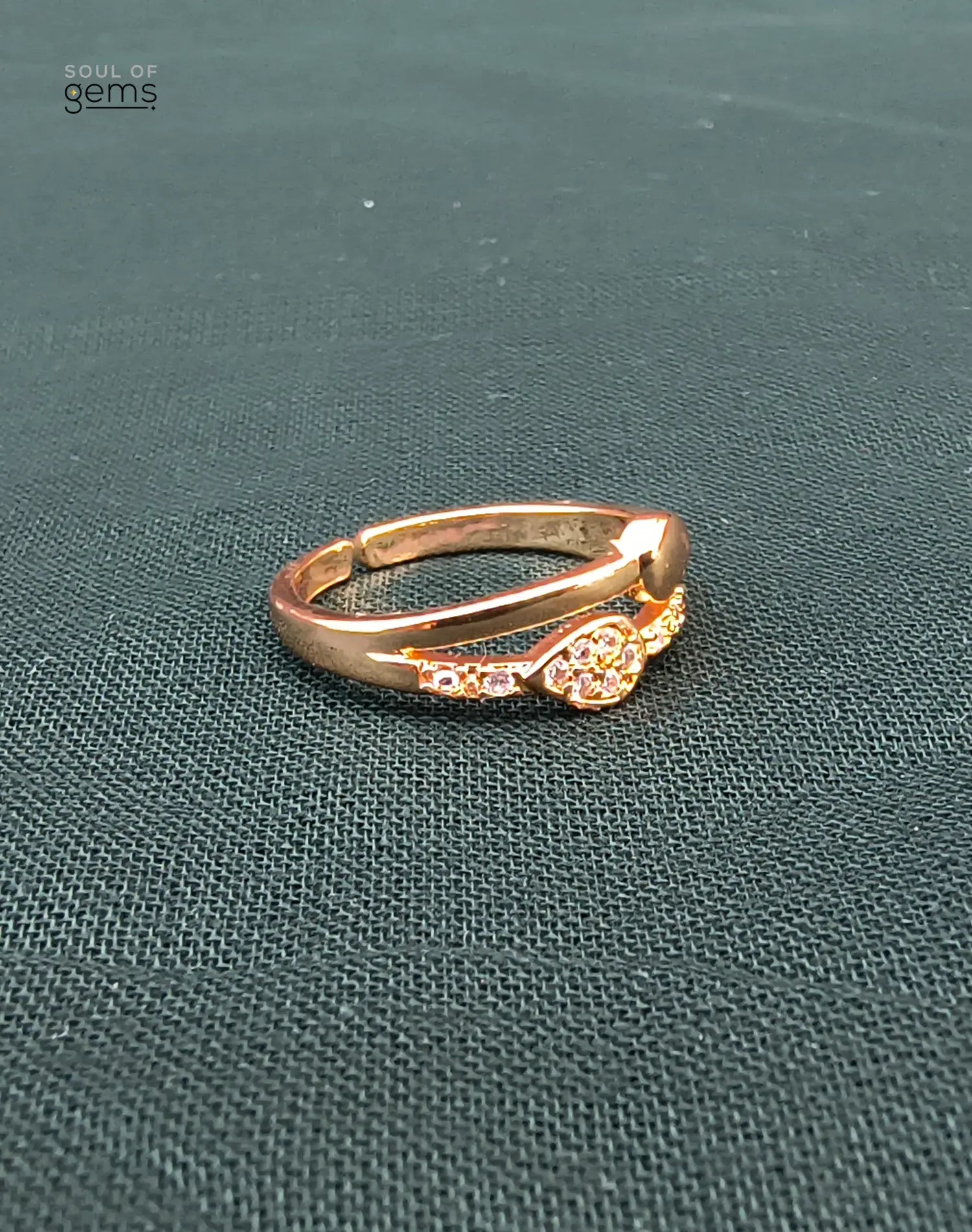 Dual Band Gold-Tone Adjustable Ring with CZ Marquise Accent