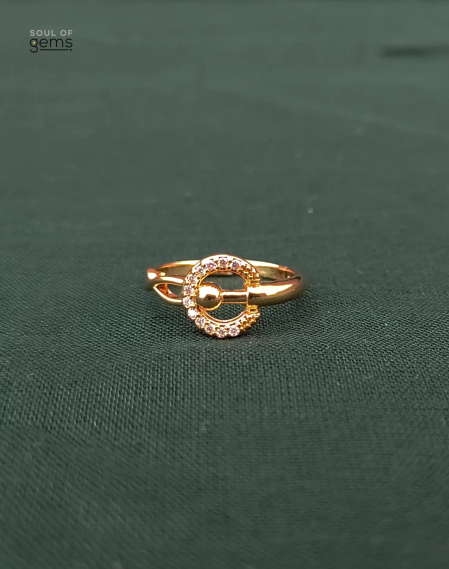 Gold-Tone Halo Circle Adjustable Ring