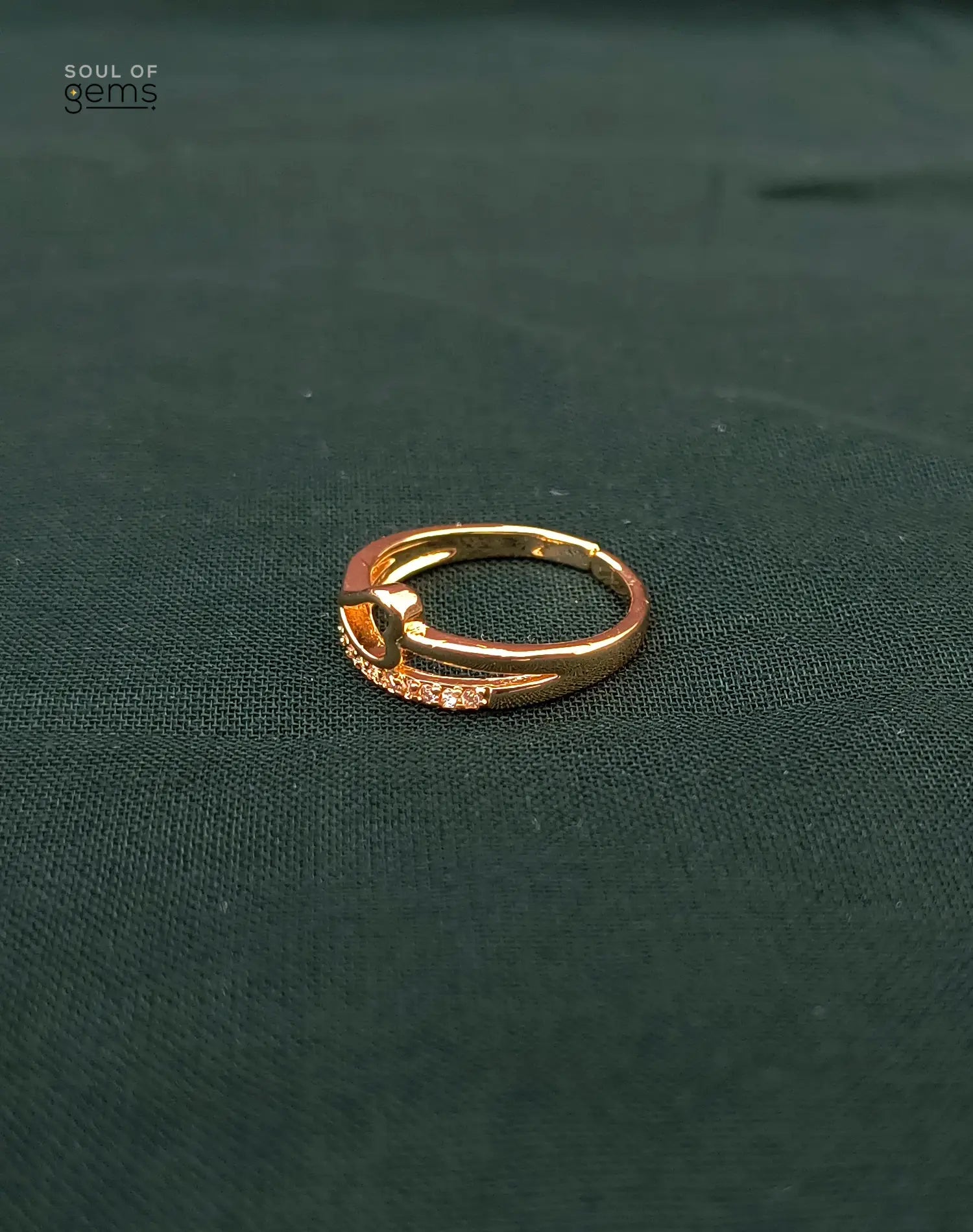 Open Heart Gold-Tone Adjustable Ring