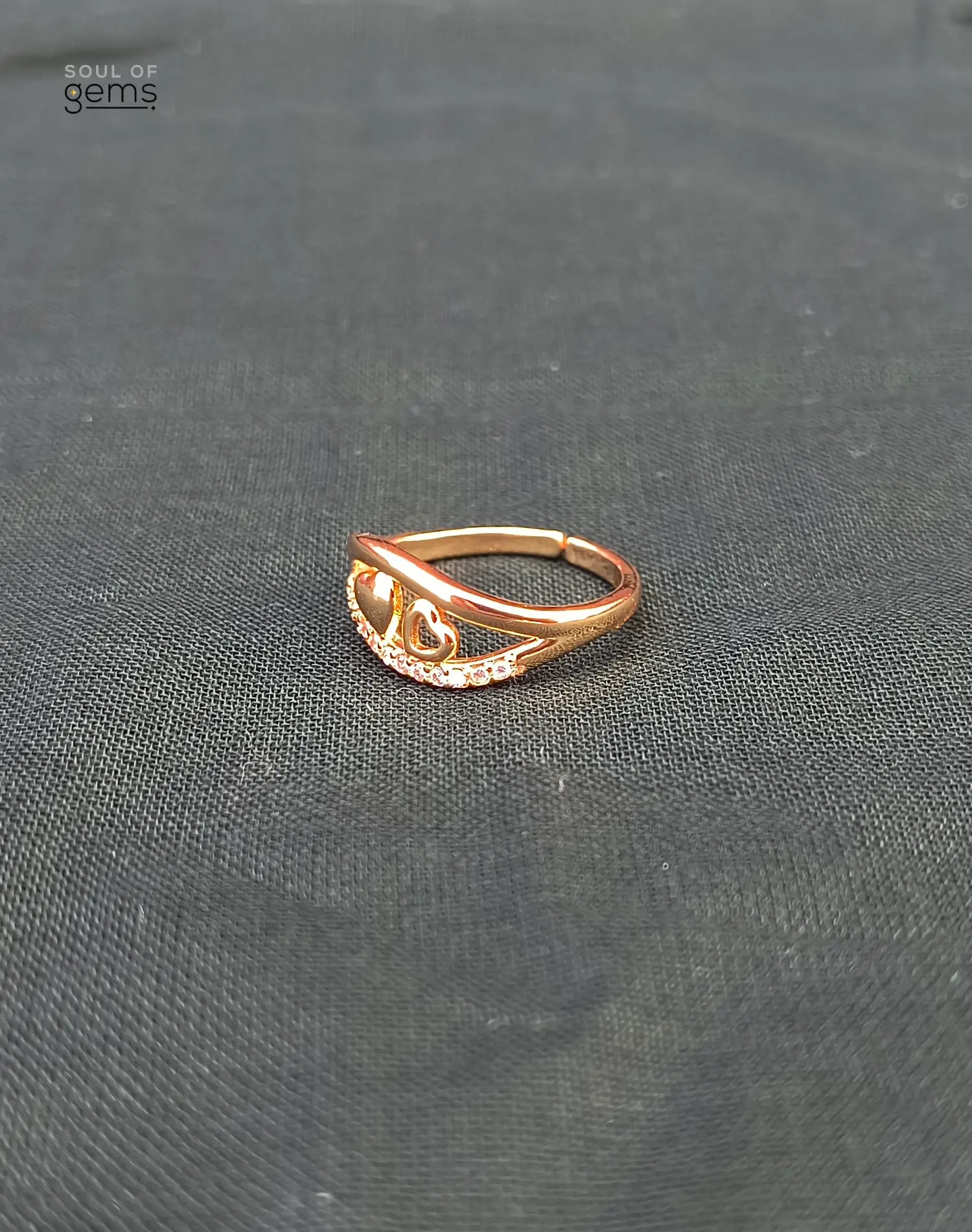 Twin Heart Gold-Tone CZ Band Ring – Elegant Anti-Tarnish Design