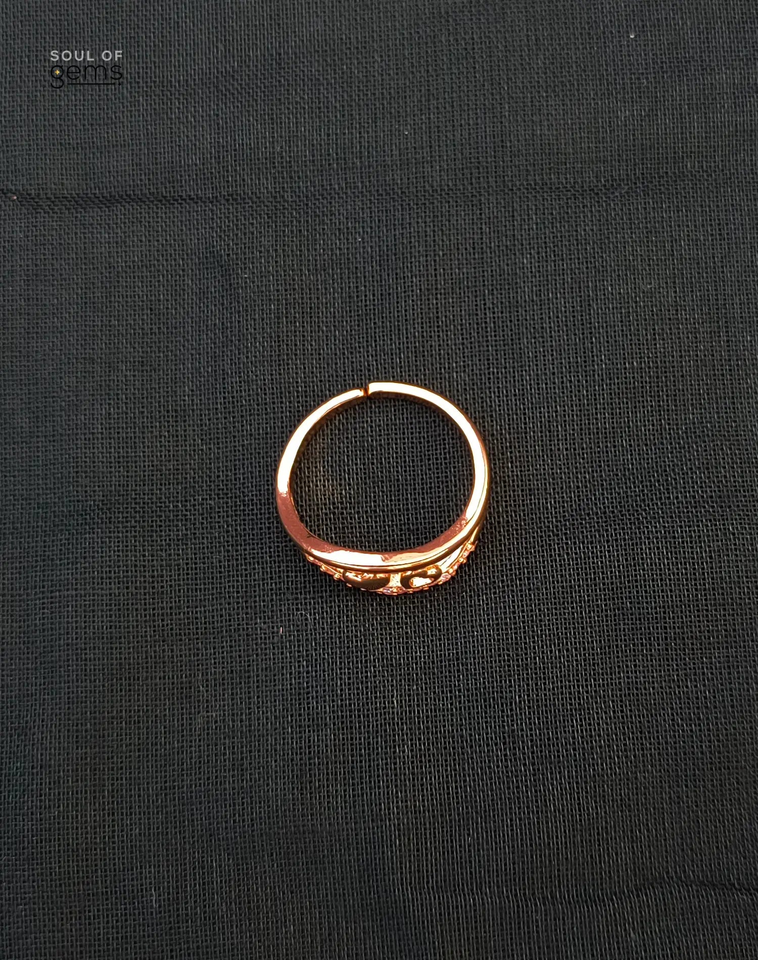 Twin Heart Gold-Tone CZ Band Ring – Elegant Anti-Tarnish Design